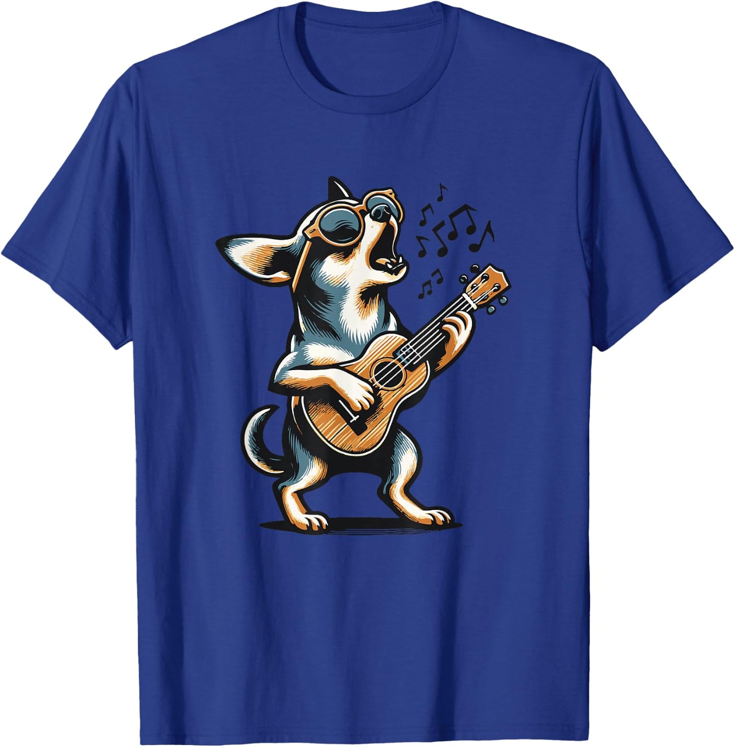 Dog Playing Guitar Singing Chihuahua Funny Dog Mariachi T-Shirt - T-Shirt | Royal