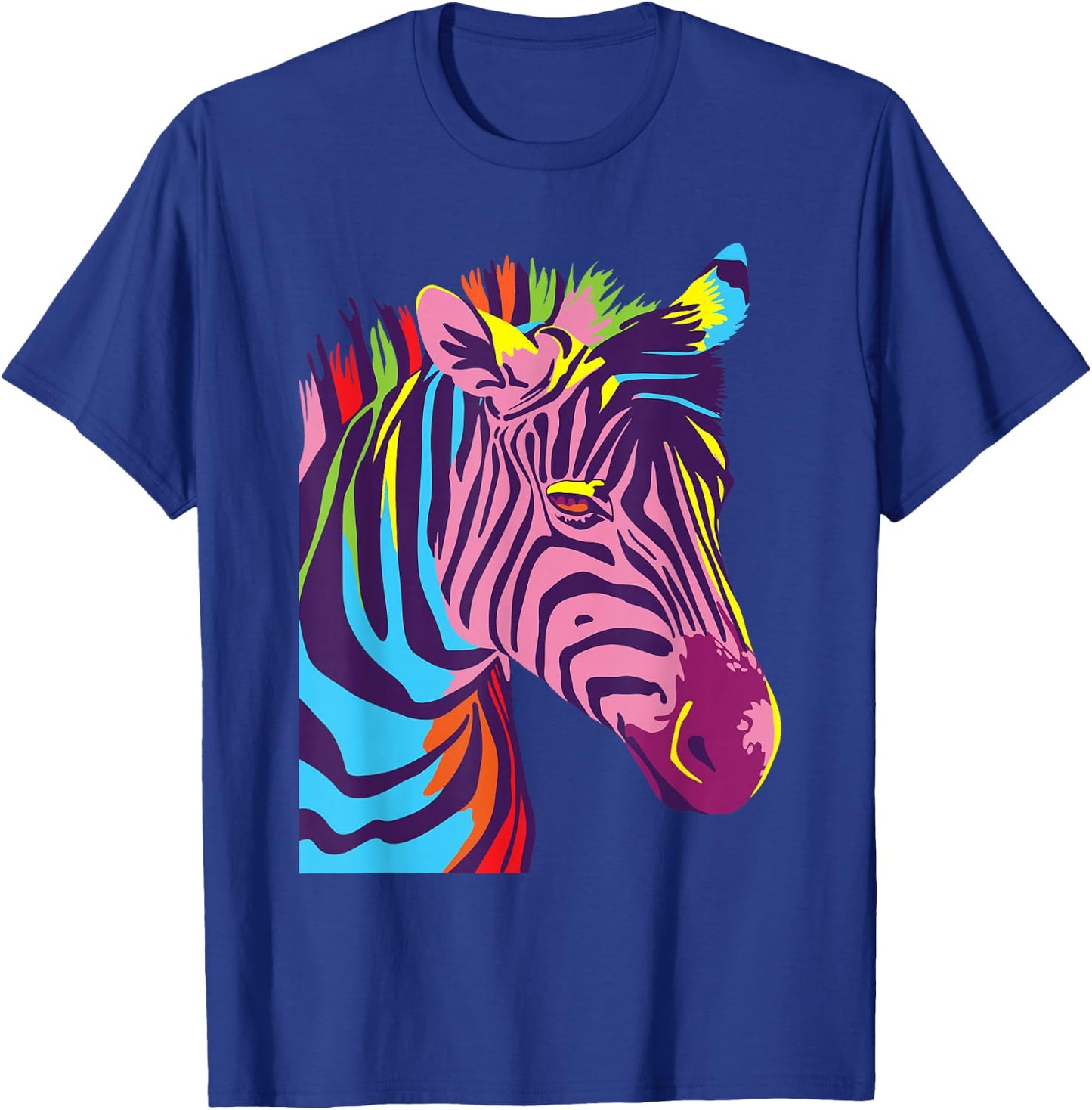 Colorful Zebra Head - Wildlife Biologist Zookeeper Zoologist T-Shirt - T-Shirt | Royal
