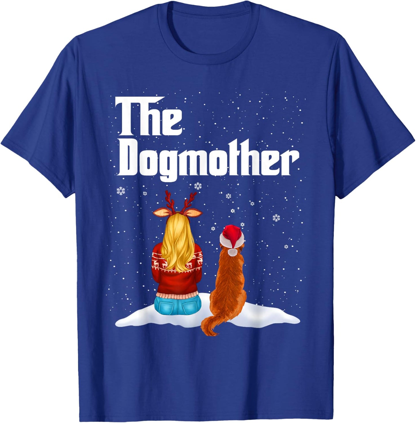 The Dogmother Golden Retriever Dog Mom Christmas Puppy Xmas T-Shirt - T-Shirt | Royal