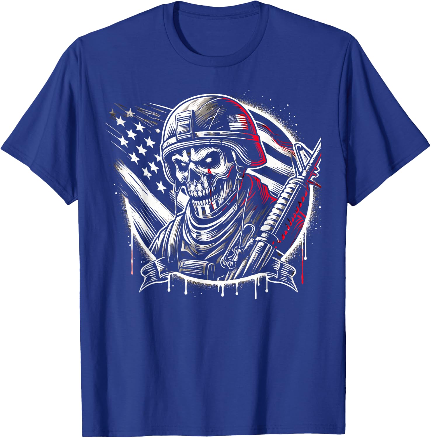 Skeleton Soldier Costume Soldier Military Uniform Halloween T-Shirt - T-Shirt | Royal