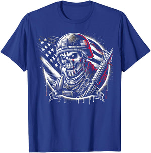 Skeleton Soldier Costume Soldier Military Uniform Halloween T-Shirt - T-Shirt | Royal