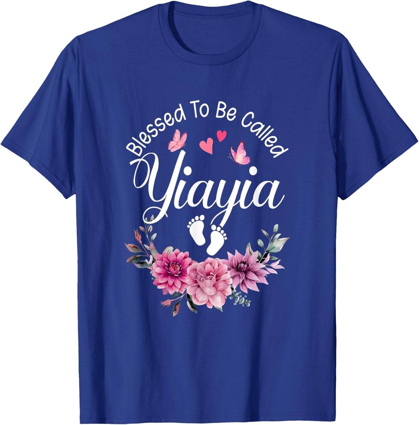 Blessed To Be Called Yiayia Women Floral Decor Yiayia T-Shirt - T-Shirt | Royal