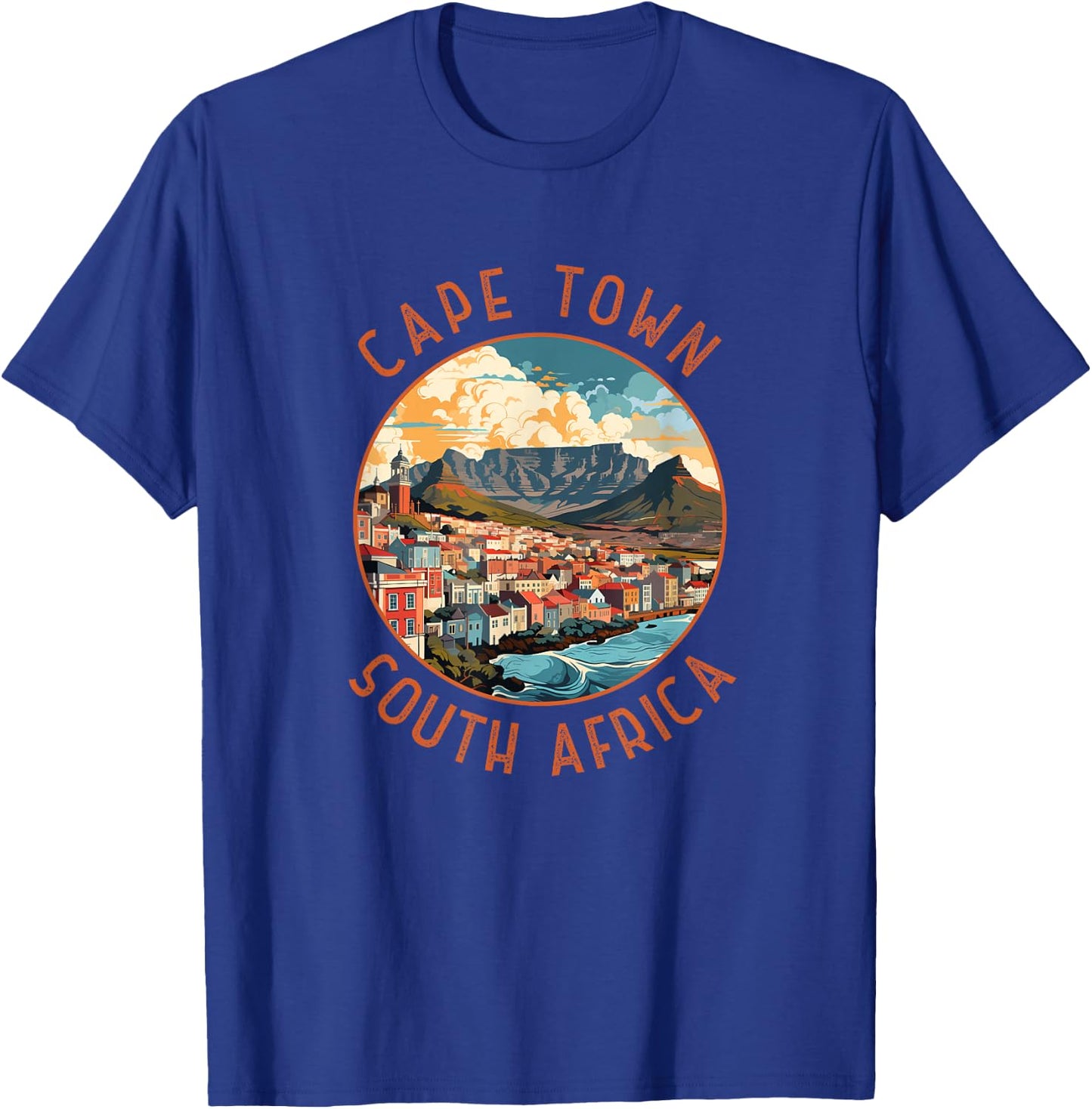 Cape Town South Africa Retro Distressed Circle Travel T-Shirt - T-Shirt | Royal