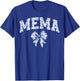 Mema Coquette Toile Blue Bow Floral Family Matching T-Shirt - T-Shirt | Royal