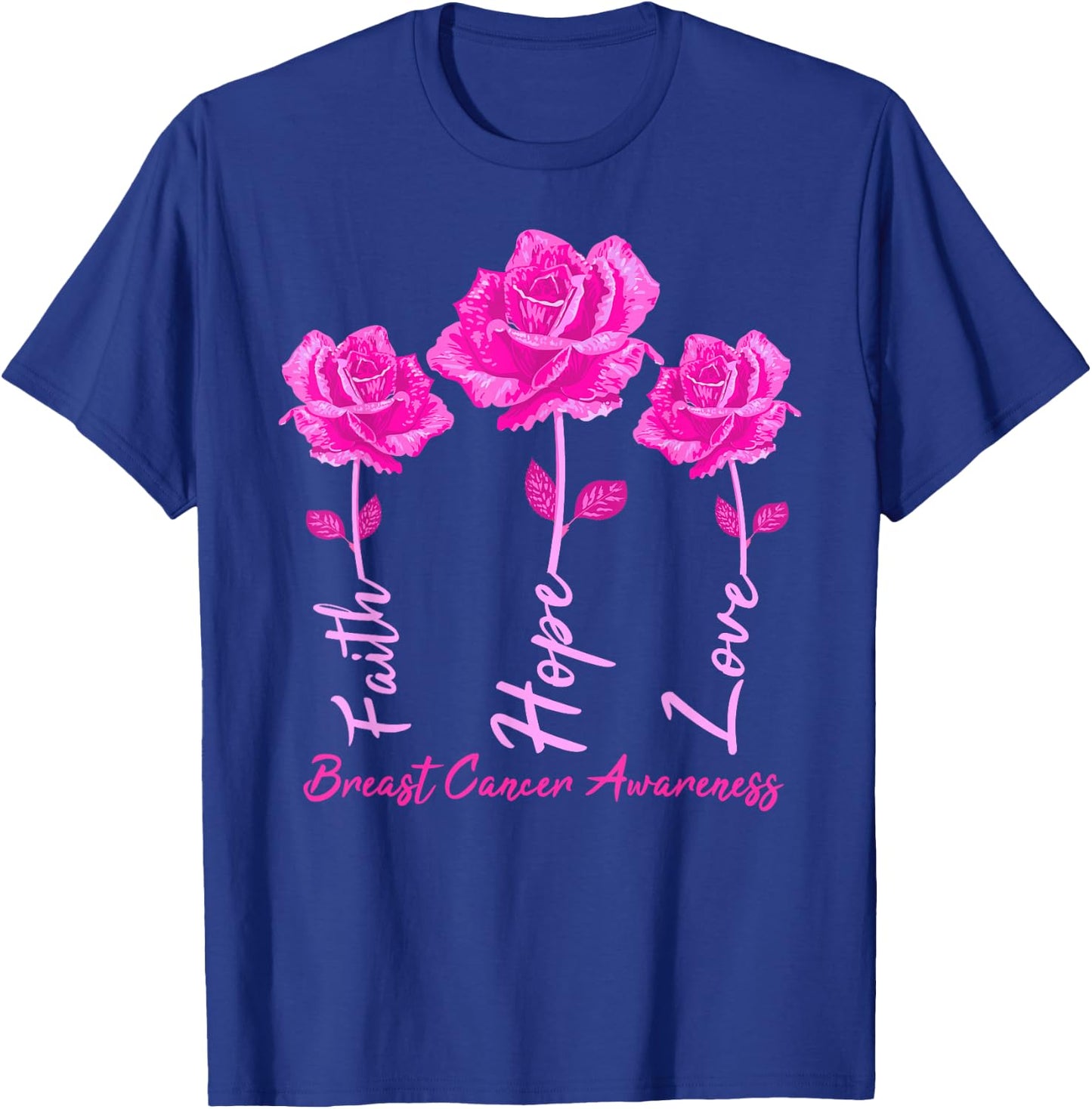 Faith Hope Love Men Pink Tulips Flowers T-Shirt - T-Shirt | Royal