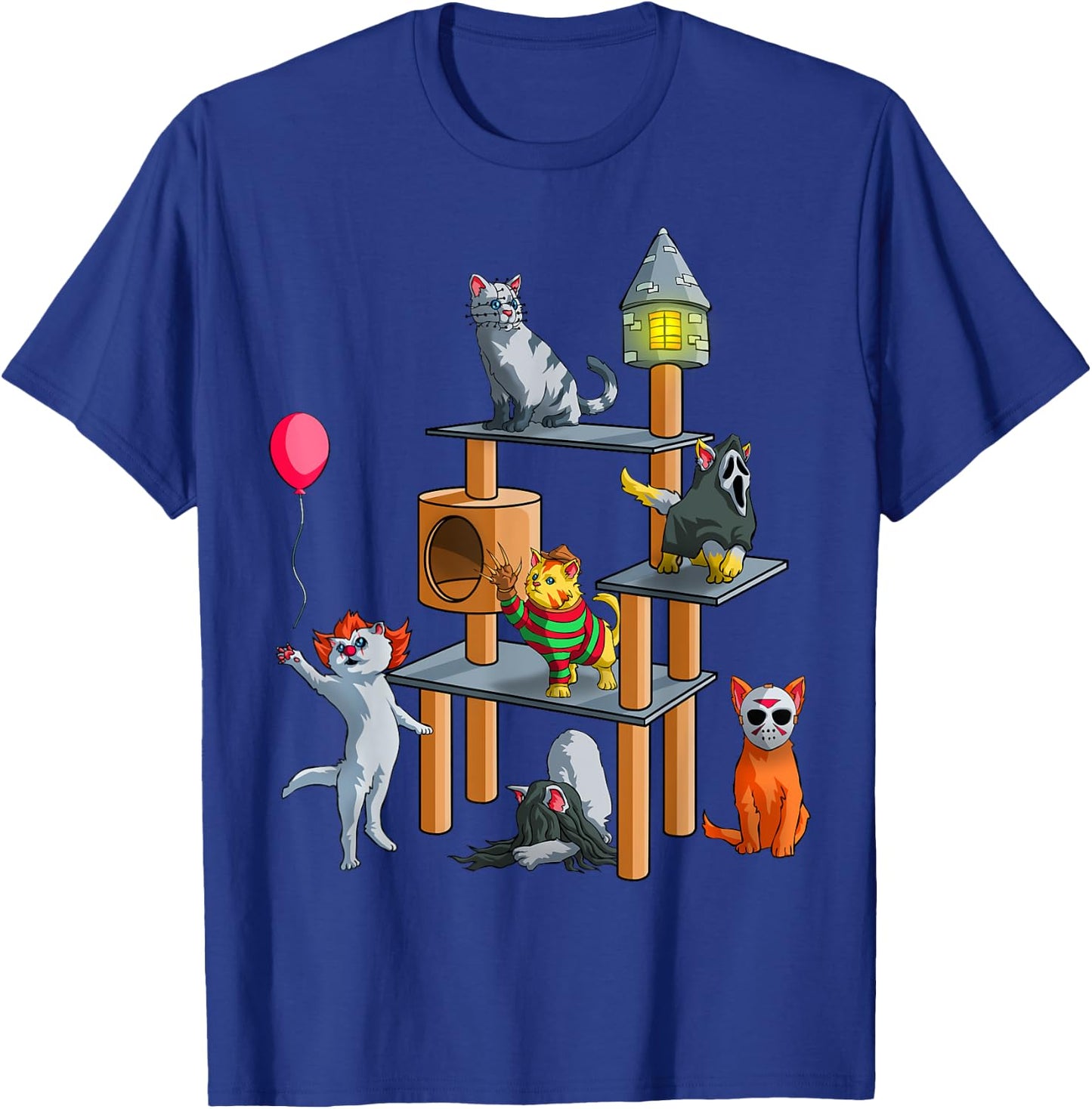 Funny Cat Horror Movies Cute Halloween for Cat Kitty Lovers T-Shirt - T-Shirt | Royal