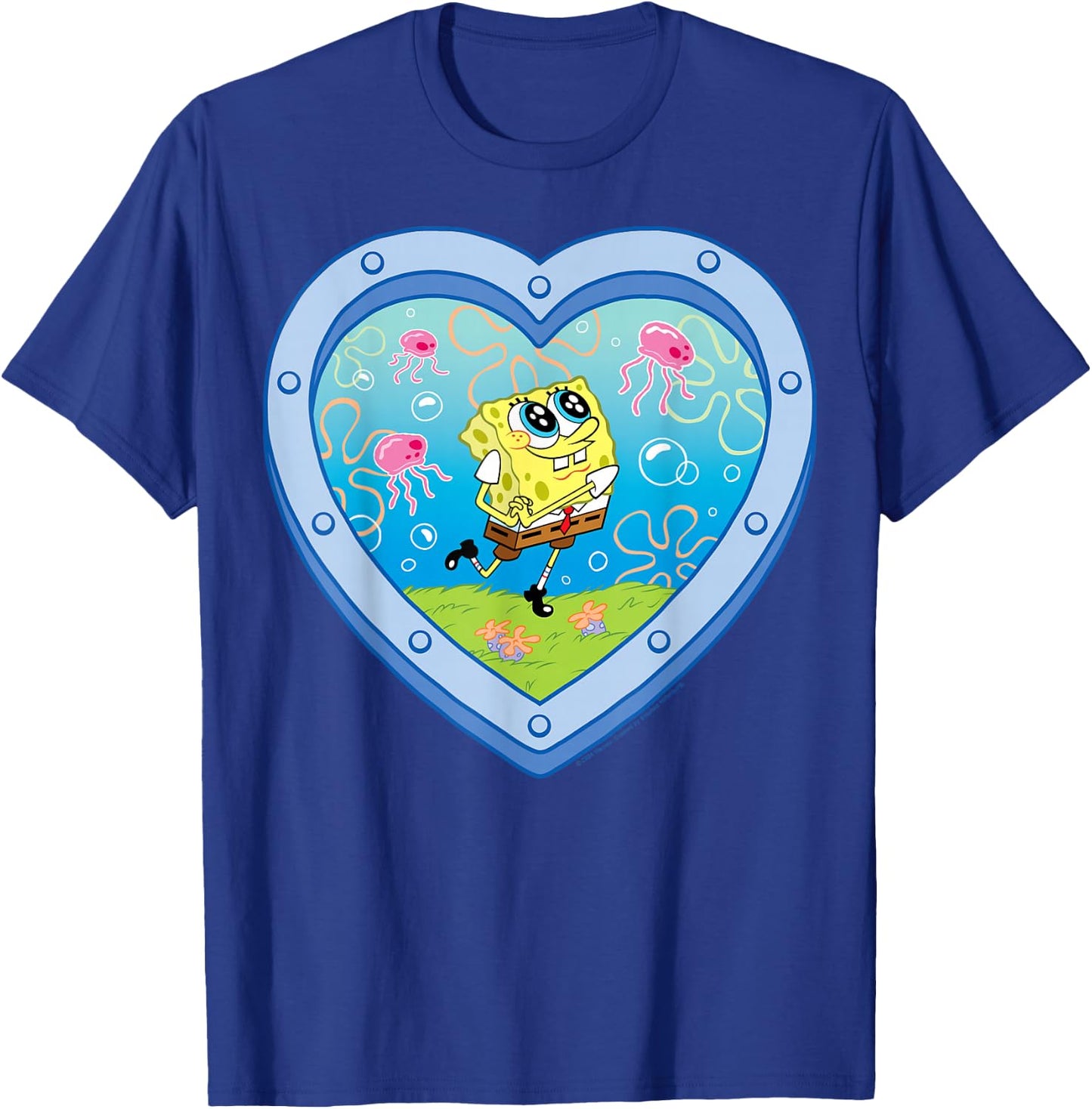 SpongeBob SquarePants - Smiling with Jellyfish Heart Window T-Shirt - T-Shirt | Royal