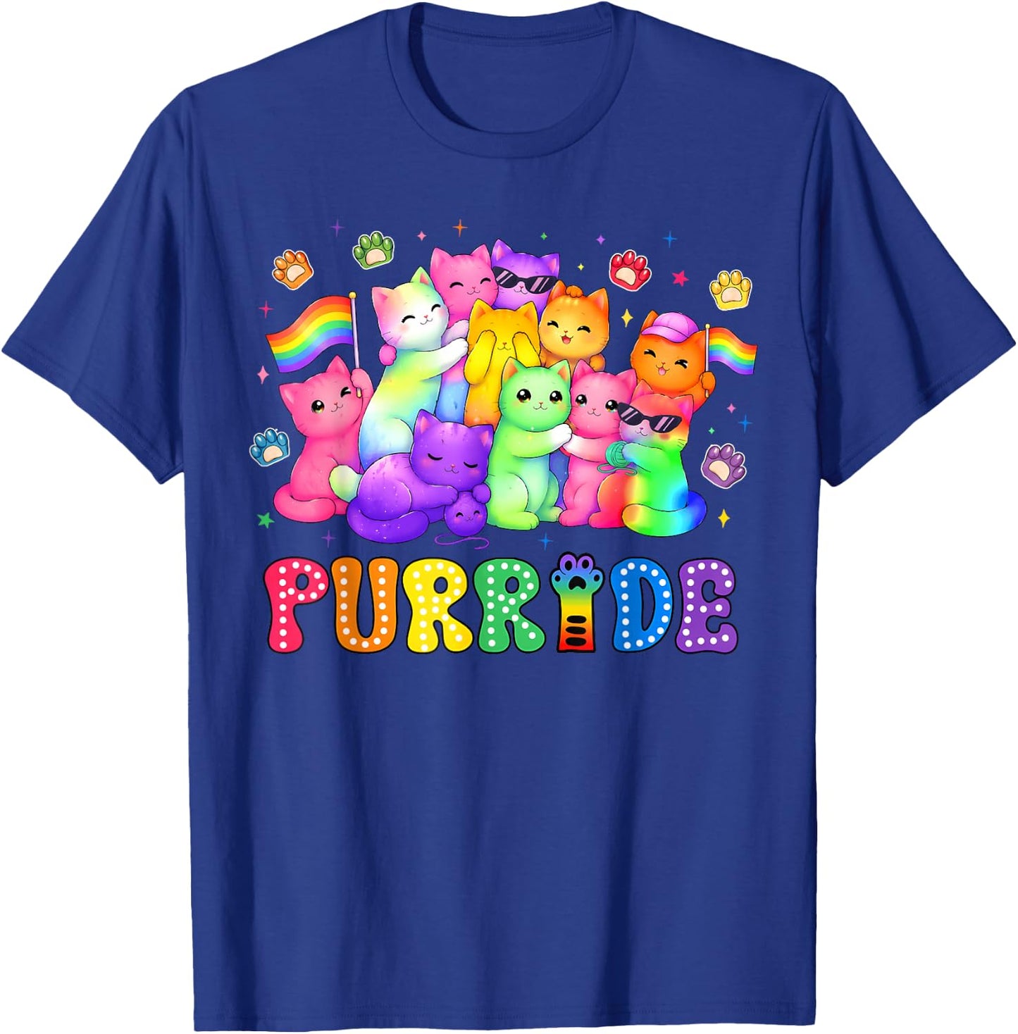 Cute Cat Pride Purride Rainbow LGBT Lovers Men Women Kid T-Shirt - T-Shirt | Royal