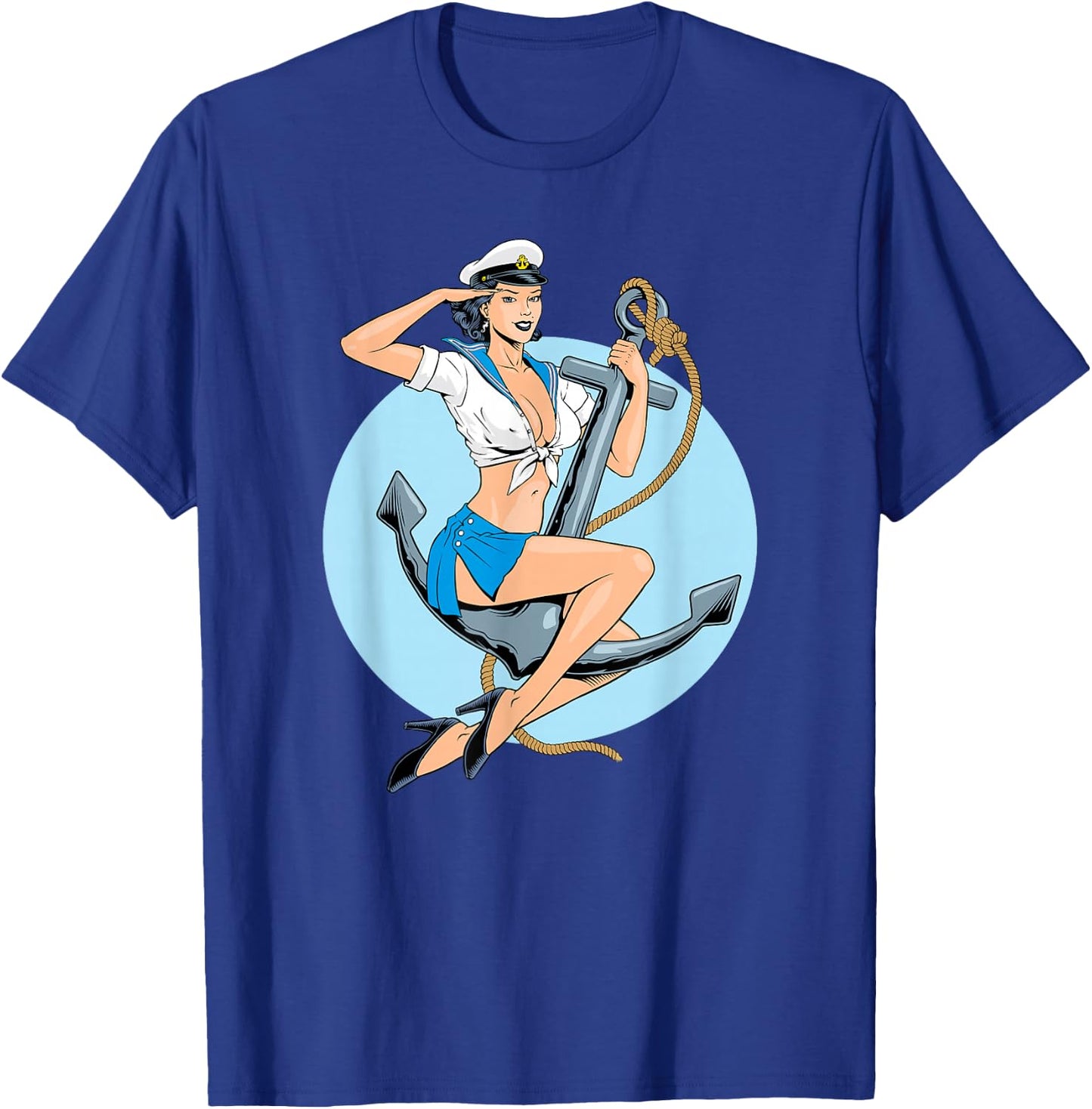 Retro Pin-Up Girl Anchor America Art Vintage Nostalgia T-Shirt - T-Shirt | Royal