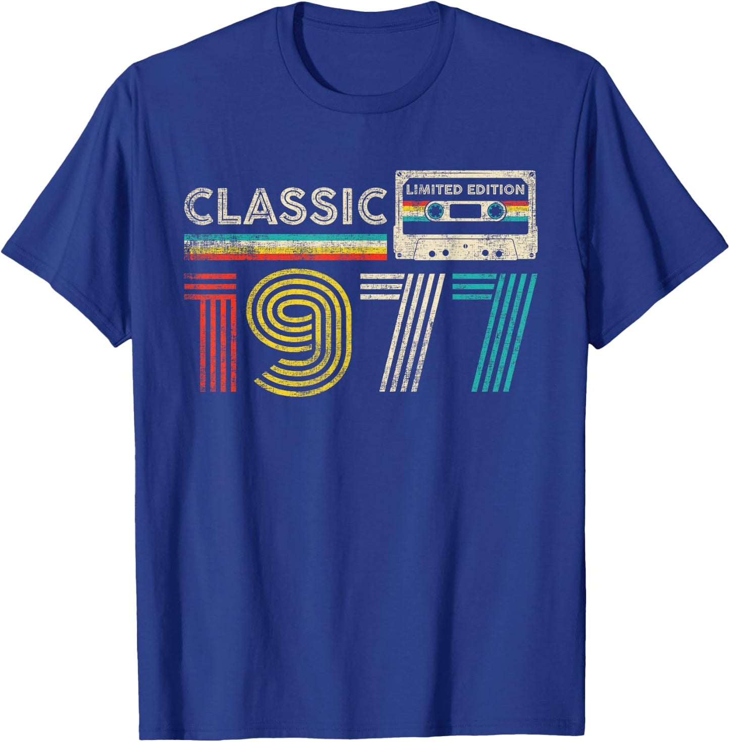 Classic 1977 Vintage 1977 Cassette Tape Men Women Birthday T-Shirt - T-Shirt | Royal