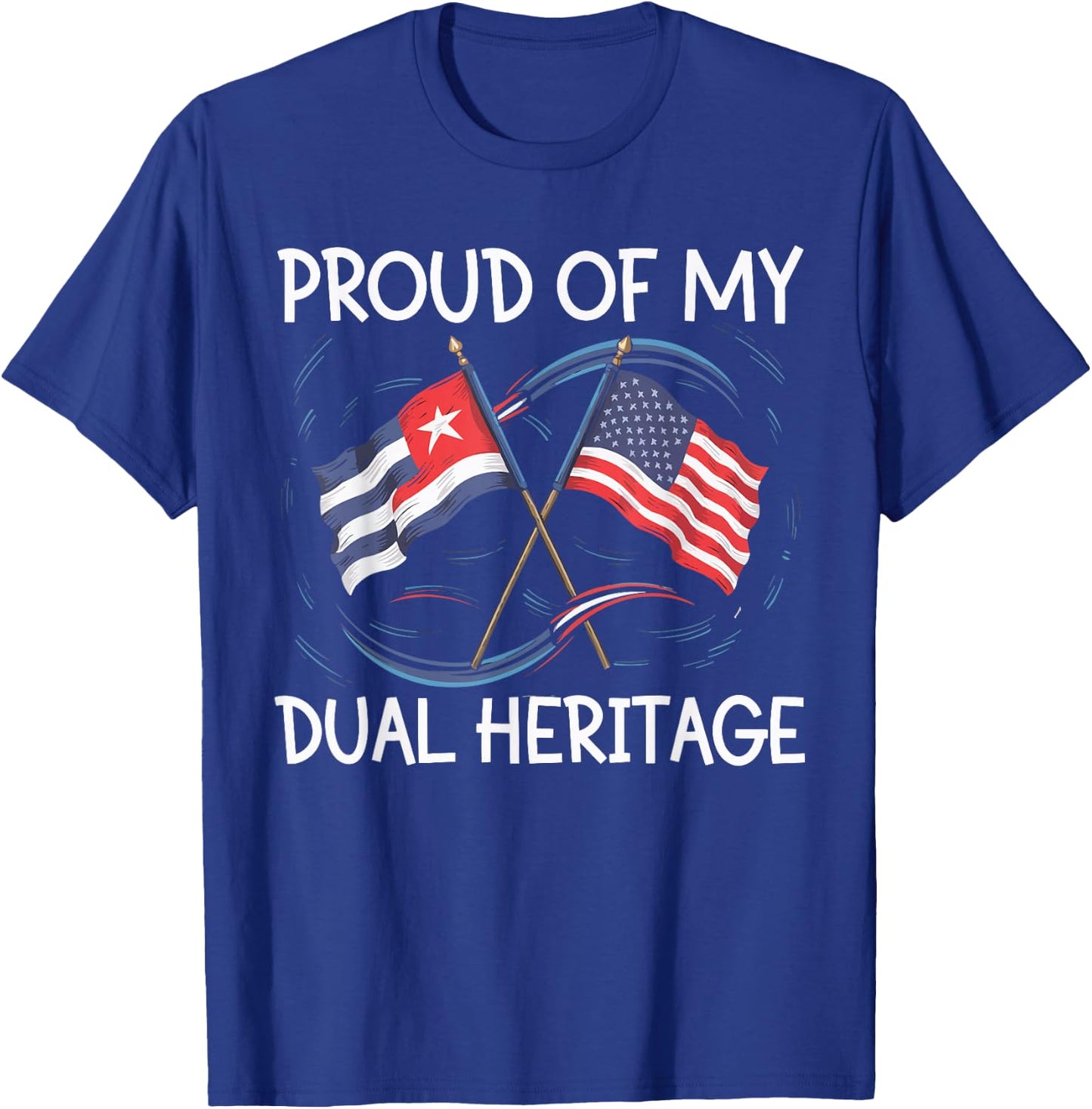 Half Cuban Half American USA Flag Cuba America T-Shirt - T-Shirt | Royal