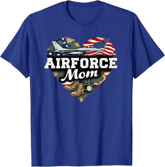 Air Force Mom Patriotic American Flag T-Shirt - T-Shirt | Royal