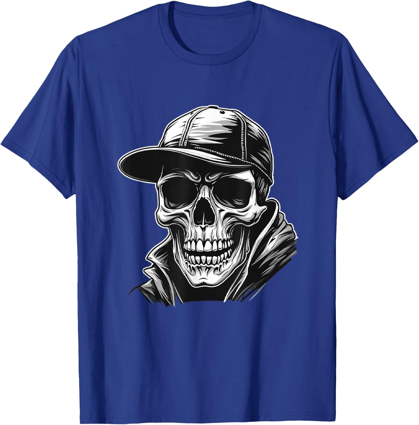 Rocker Skeleton Cap Skater Cool Halloween Punk Rock Men Boys T-Shirt - T-Shirt | Royal