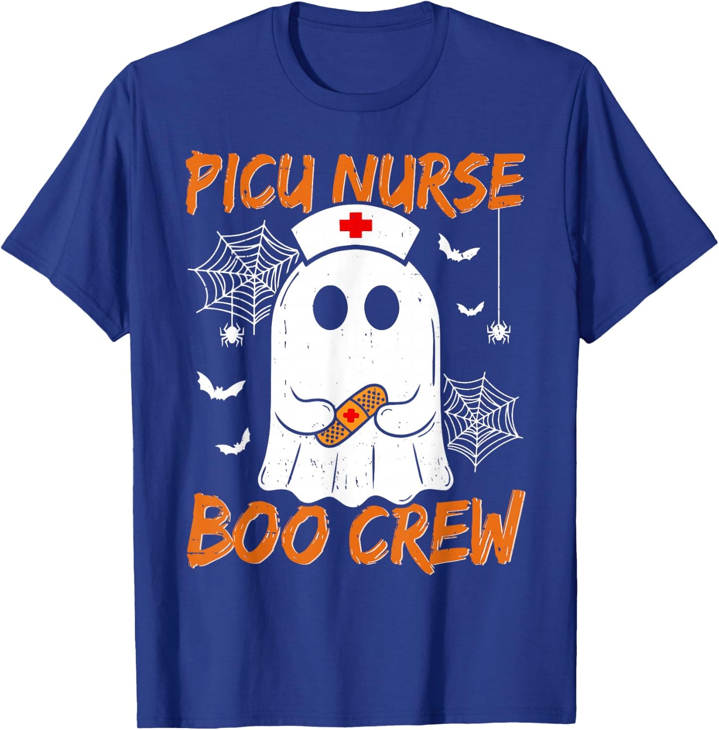 Groovy PICU Nurse Boo Crew Nurse Funny Ghost Halloween Nurse T-Shirt - T-Shirt | Royal
