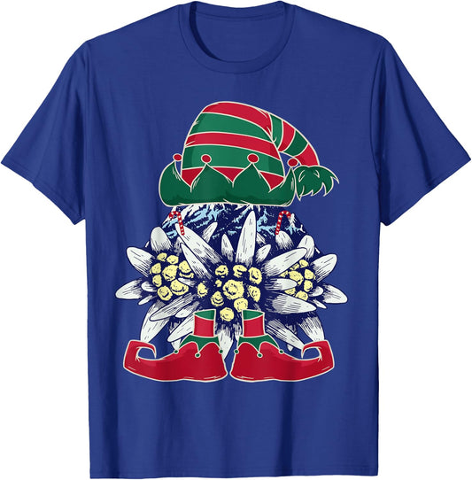 Edelweiss Elf Christmas Alps Hiking Switzerland Xmas T-Shirt - T-Shirt | Royal