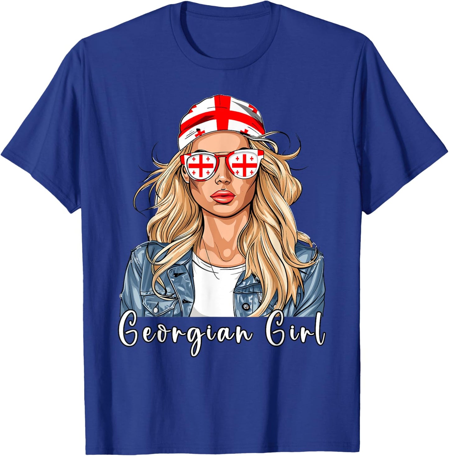 Georgian Flag Souvenirs Woman Girl Products Georgia T-Shirt - T-Shirt | Royal