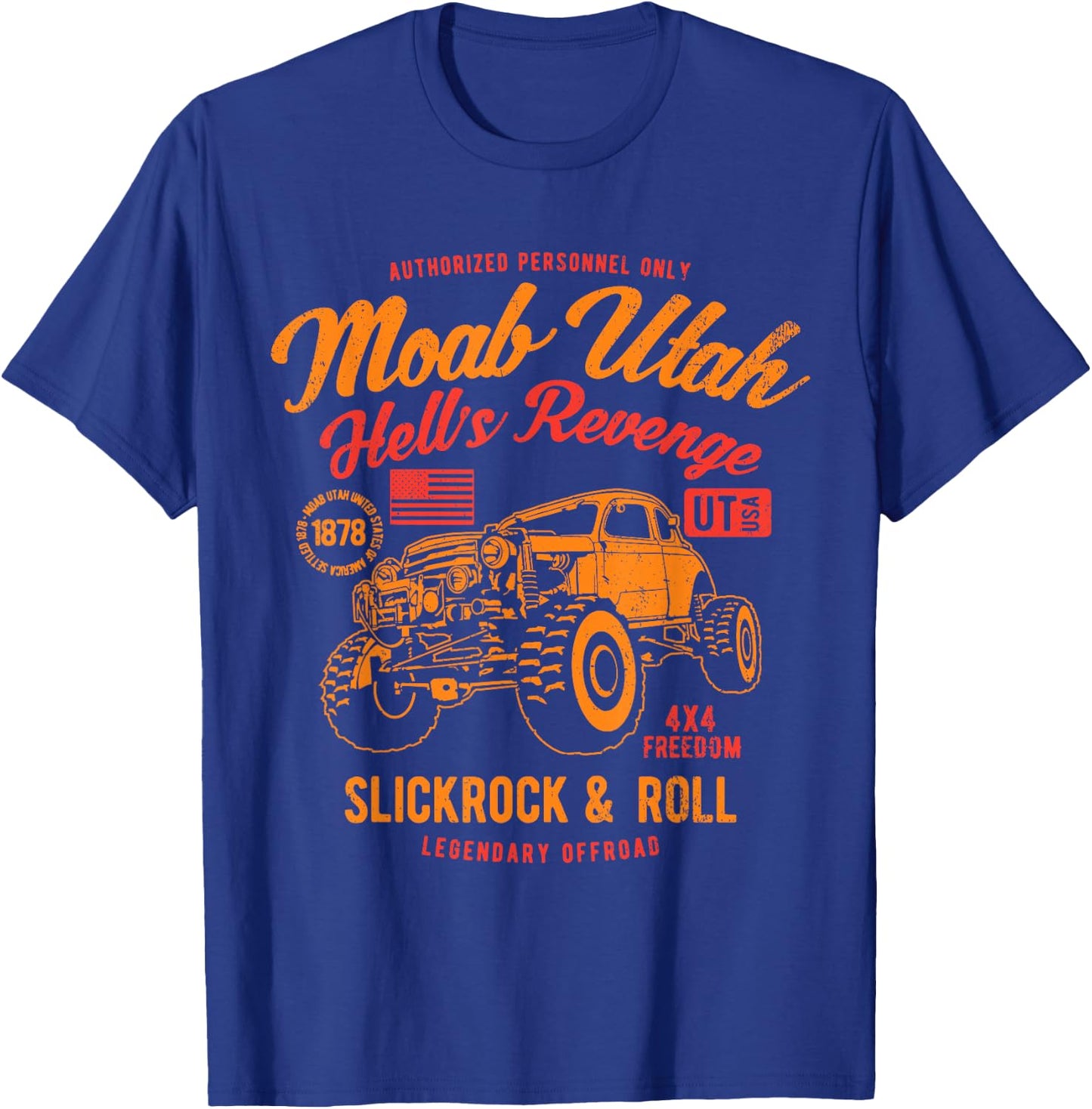 Moab Utah Hells Revenge 4x4 Vintage Distressed Style Design T-Shirt - T-Shirt | Royal
