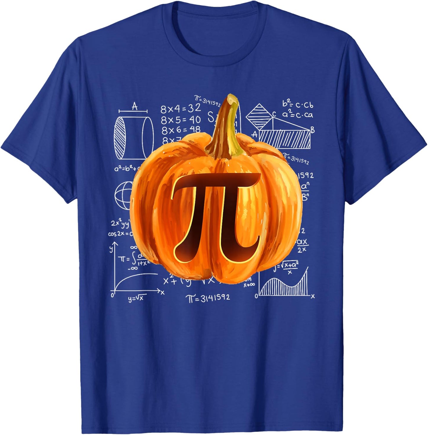 Funny Pumpkin Pie Halloween Thanksgiving Math Teacher Pi Day T-Shirt - T-Shirt | Royal