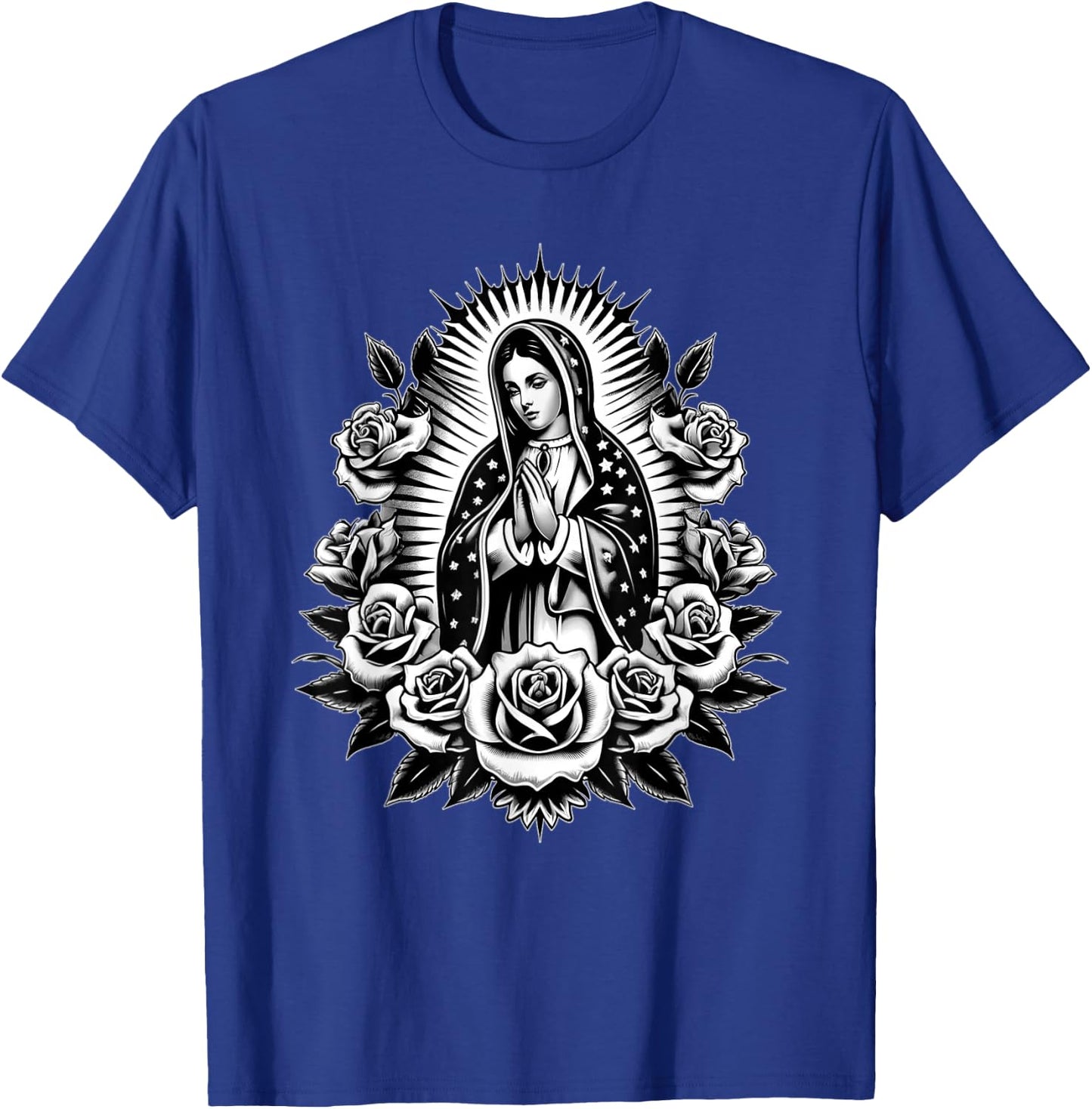 Cosas Mexicanas Apparel Co Virgen de Guadalupe Virgin Mary Virgencita Floral , Small, Black T-Shirt - T-Shirt | Royal