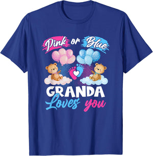 Bears Pink Or Blue Granda Loves You Gender Reveal T-Shirt - T-Shirt | Royal