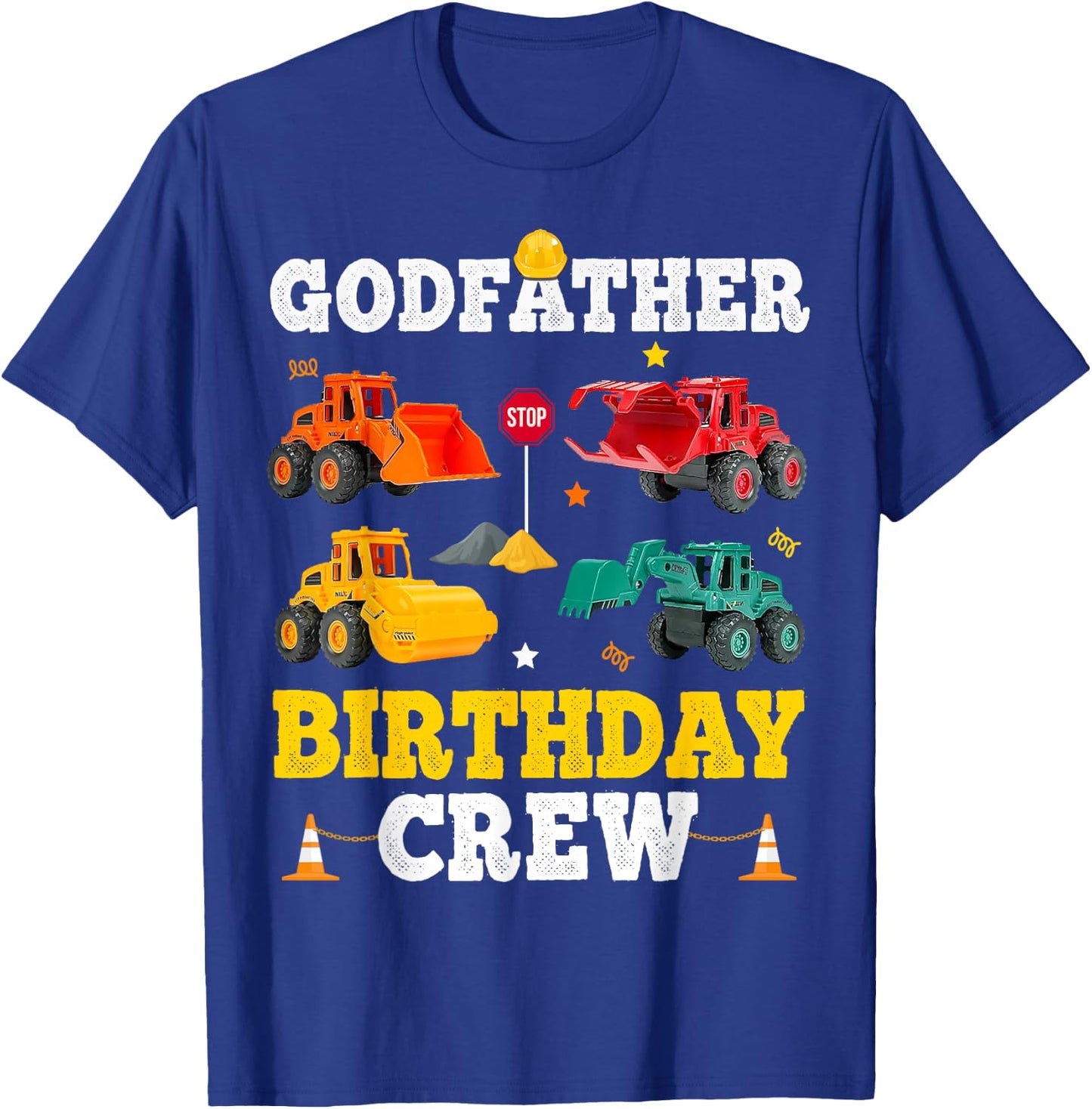 Godfather Birthday Crew Boy Construction Trucks Vehicles Kid T-Shirt - T-Shirt | Royal