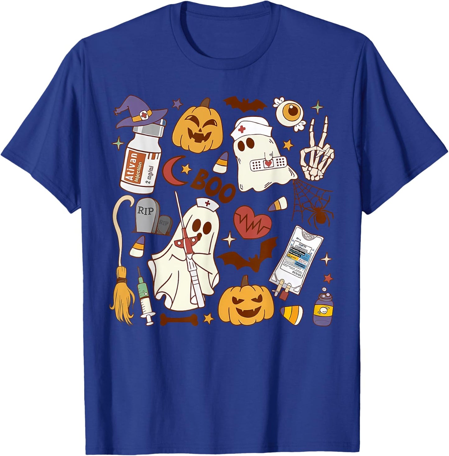 Cardiology Nurse Boo Crew Spooky Cardiac Nursing Halloween T-Shirt - T-Shirt | Royal