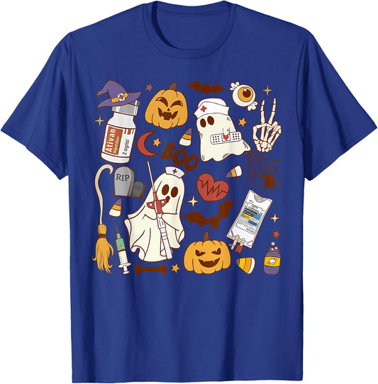 Cardiology Nurse Boo Crew Spooky Cardiac Nursing Halloween T-Shirt - T-Shirt | Royal