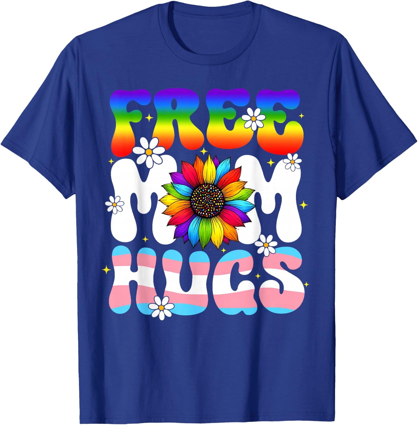 Free Hugs Rainbow Sunflower Pride LGBT Women Men T-Shirt - T-Shirt | Royal