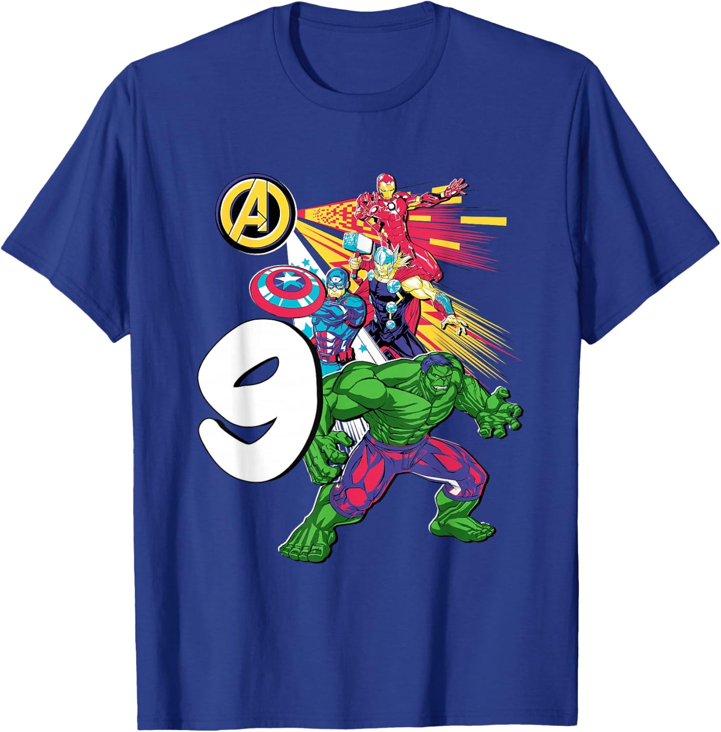 Marvel Super Heroes Avengers 9 Year Old Ninth Birthday T-Shirt - T-Shirt | Royal