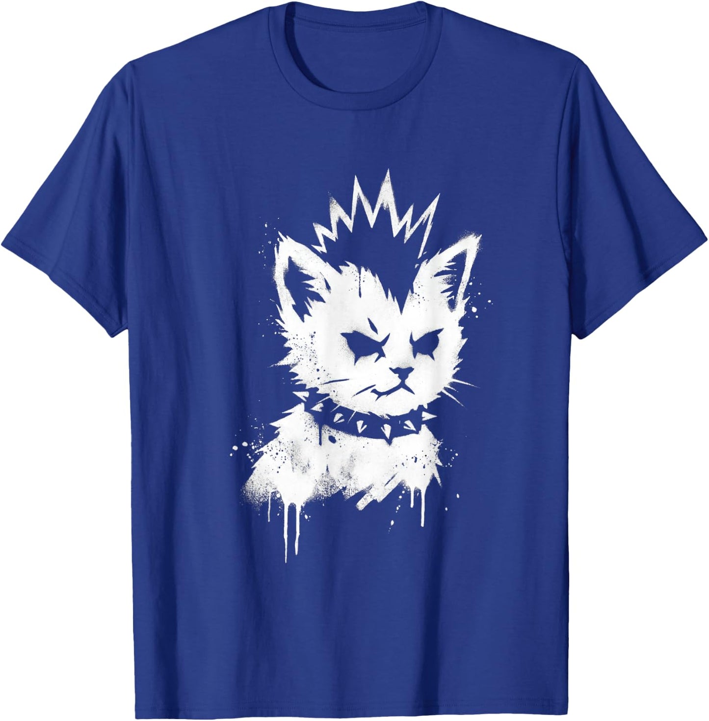 Punk Kitten Funny Mohawk Cat Rock Grunge Women Men T-Shirt - T-Shirt | Royal