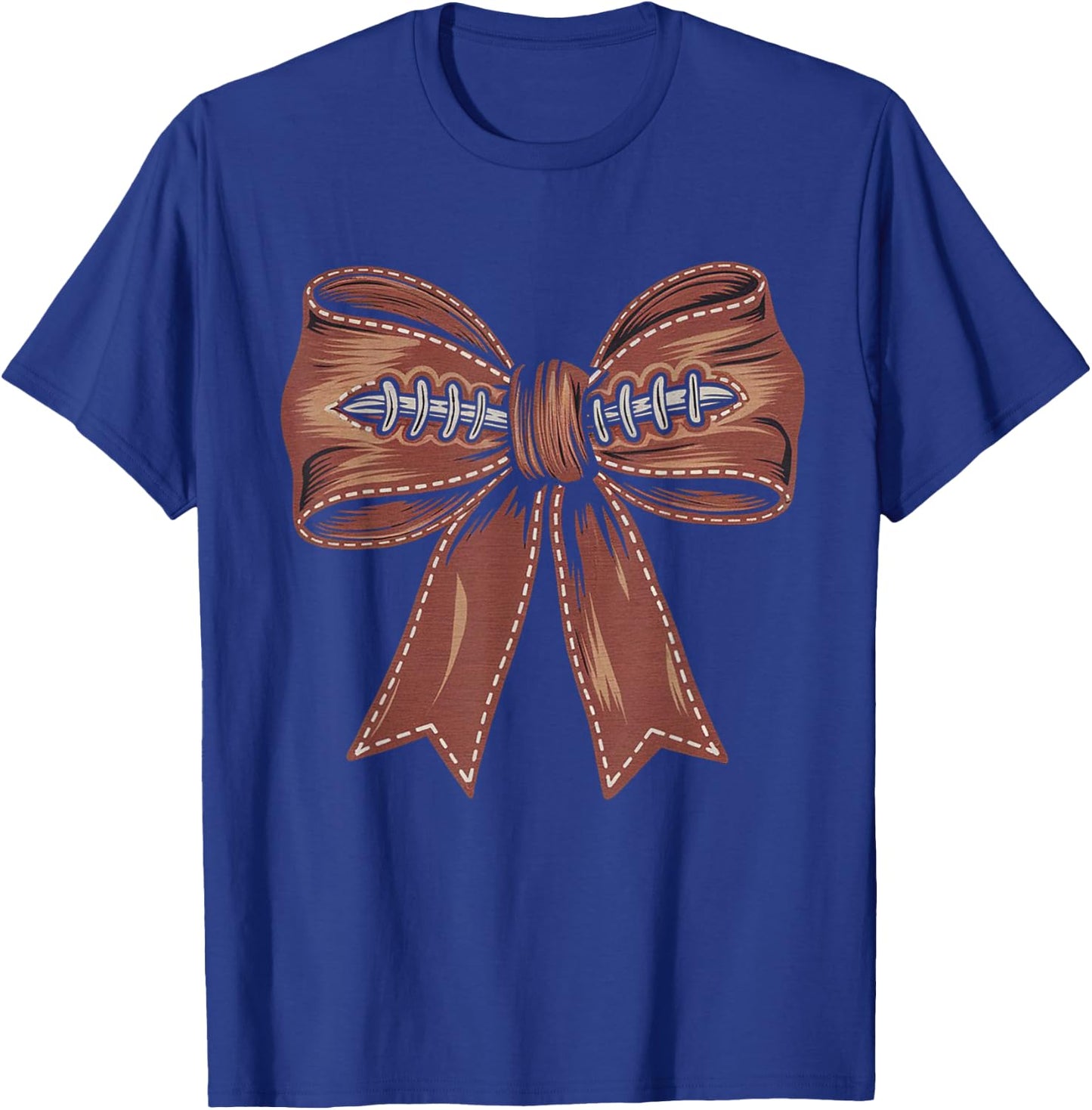 Coquette Bow Pumpkin American Football Autumn Thanksgiving T-Shirt - T-Shirt | Royal