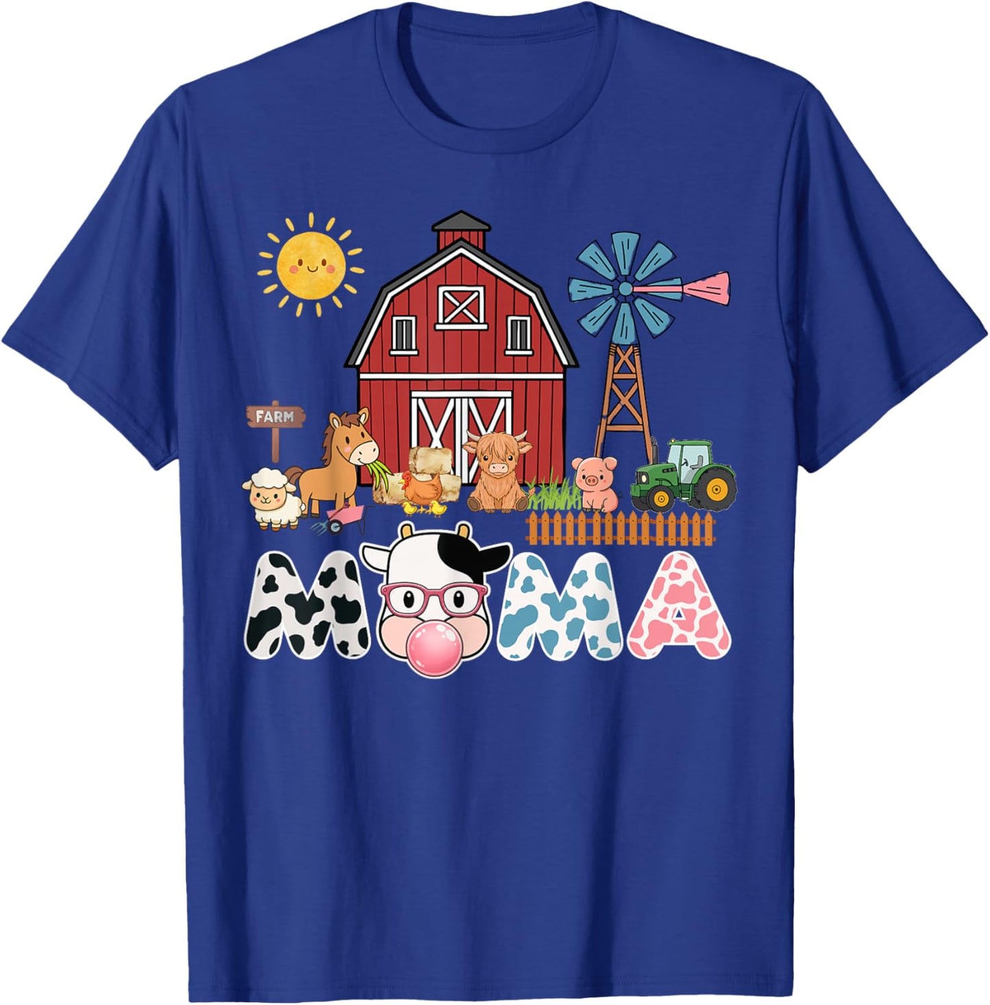 Birthday Farm Animals Mama T-Shirt - T-Shirt | Royal