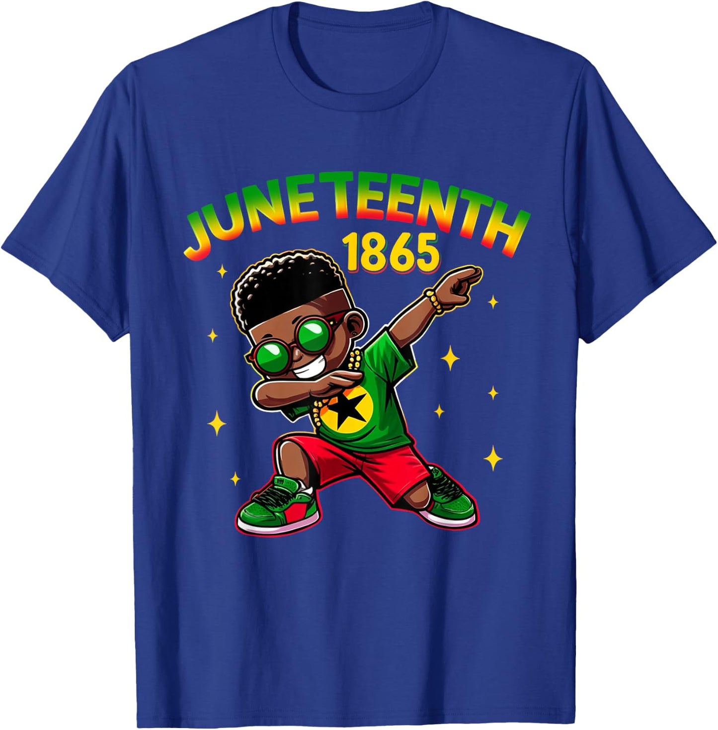 Boys Juneteenth Dabbing Black King Melanin Brown Skin Dab T-Shirt - T-Shirt | Royal