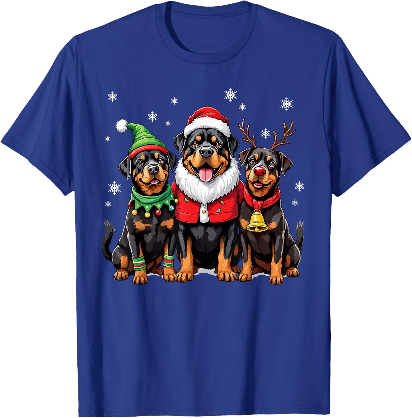 Rottweiler Christmas Dogs Funny Santa Reindeer Elf Holiday T-Shirt - T-Shirt | Royal