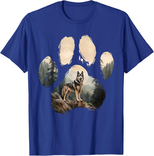 Shepsky Mountain Paw Design Dog Mom Dad T-Shirt - T-Shirt | Royal