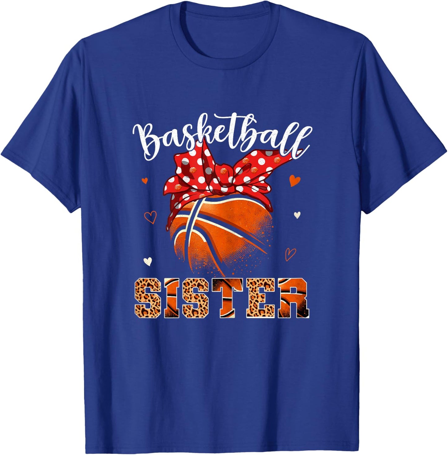 Basketball Sister Headband Leopard Sister Basketball Player T-Shirt - T-Shirt | Royal