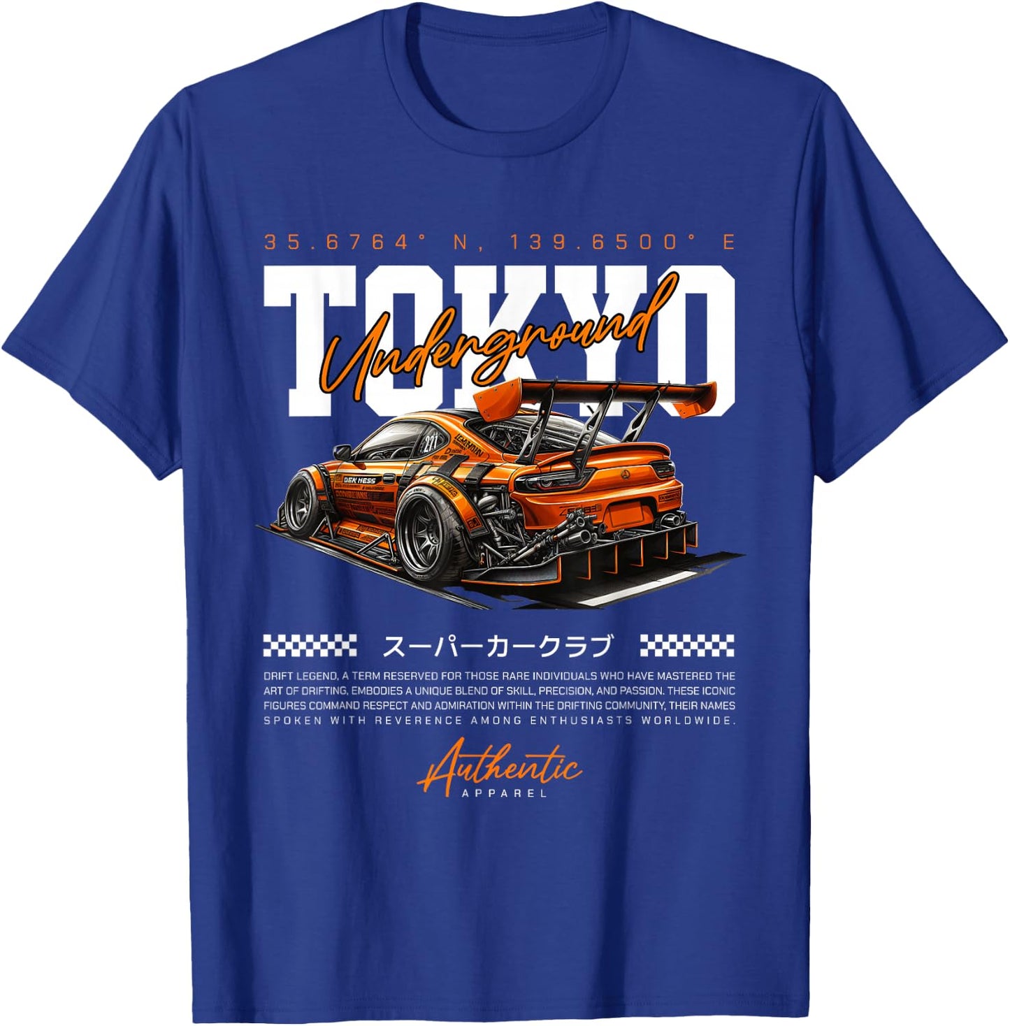 Cool Retro Vintage Japanese JDM Tokyo Japan Drift Race Car T-Shirt - T-Shirt | Royal