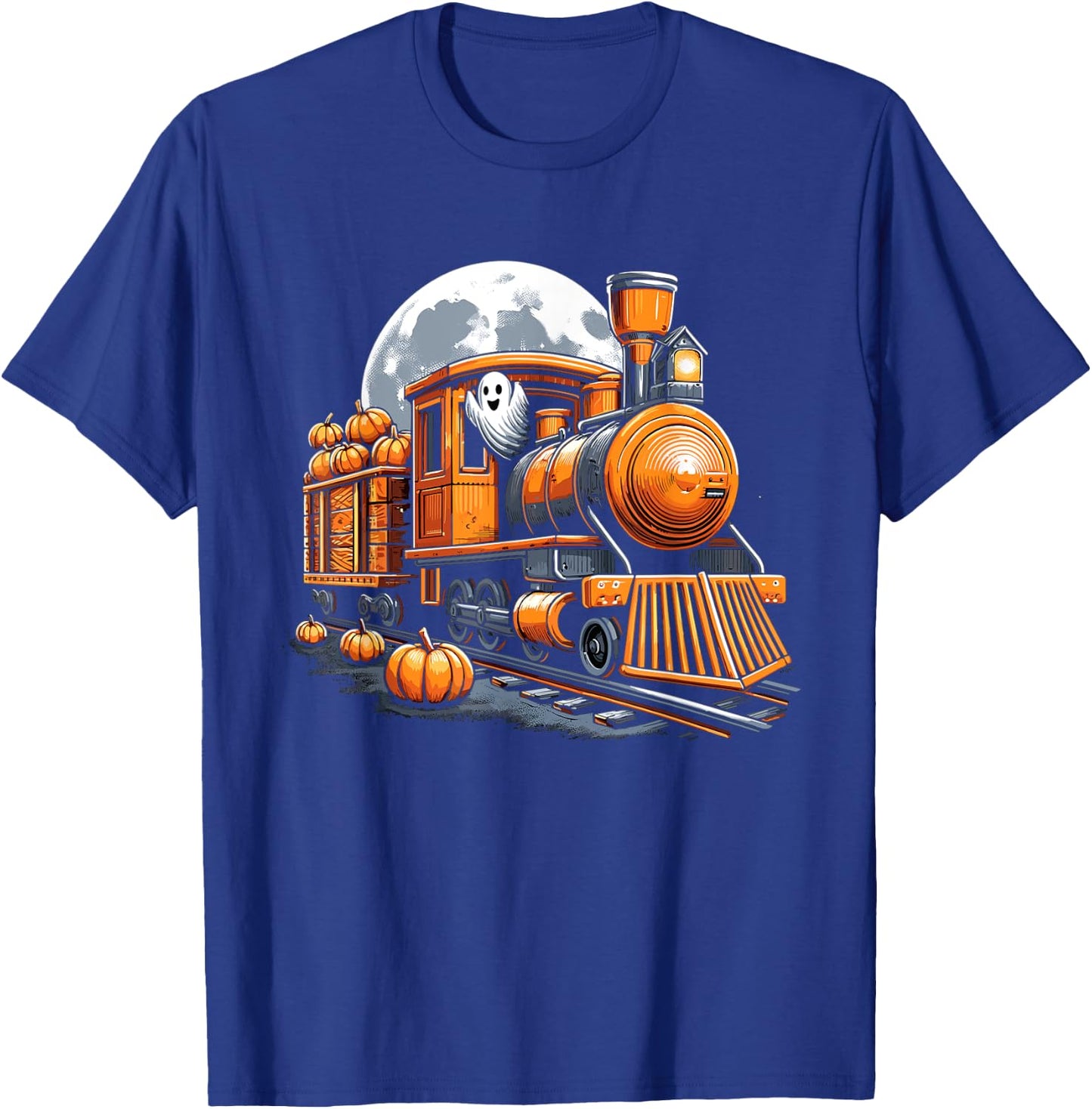 Halloween Train Funny Ghost Pumpkin For Kids T-Shirt - T-Shirt | Royal