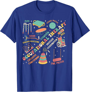Occupational Therapy OT Therapist Month OTA Groovy Retro T-Shirt - T-Shirt | Royal