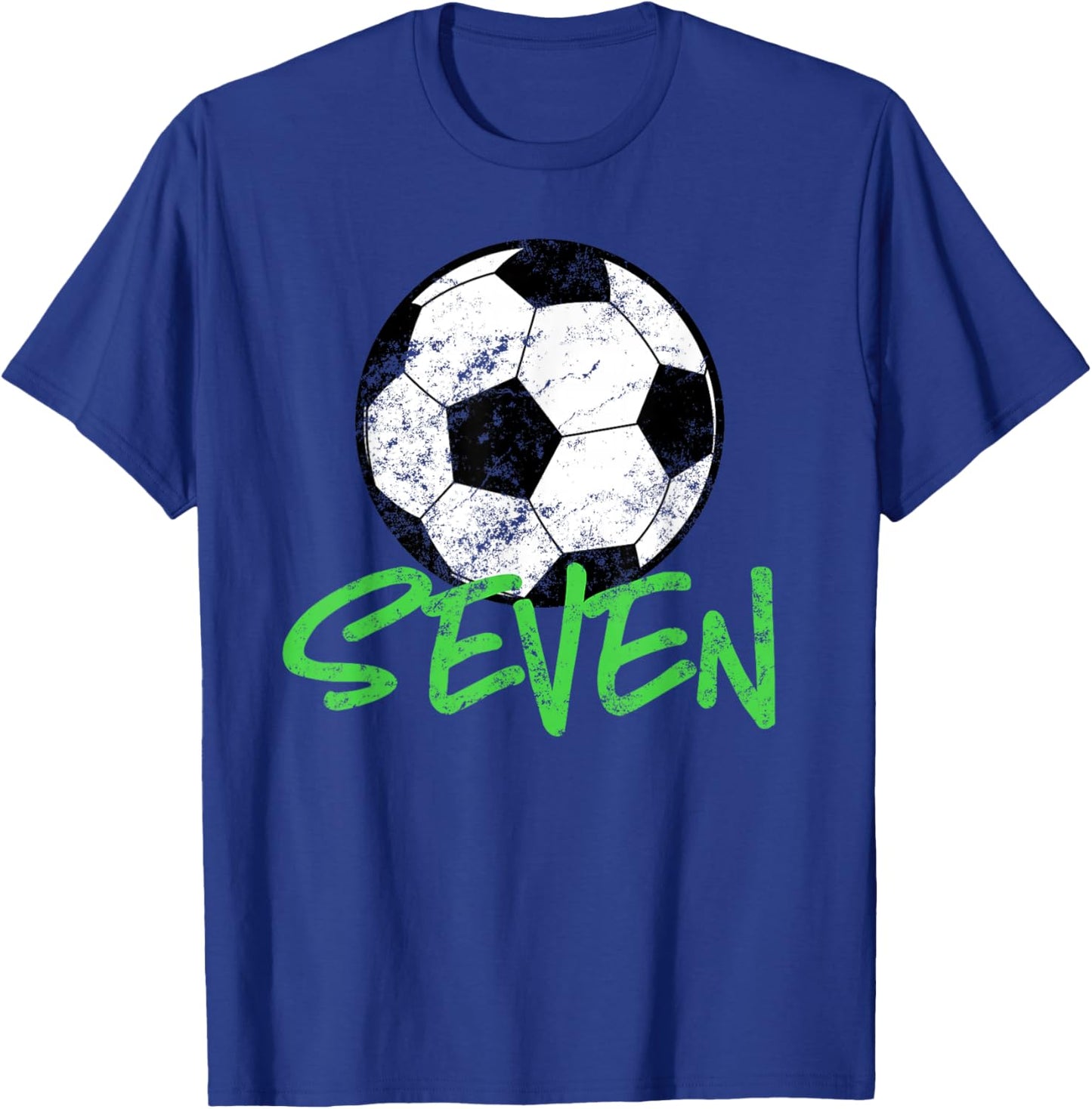 Soccer Player 7th Birthday Shirt | 7 Years Old Soccer Party T-Shirt - T-Shirt | Royal