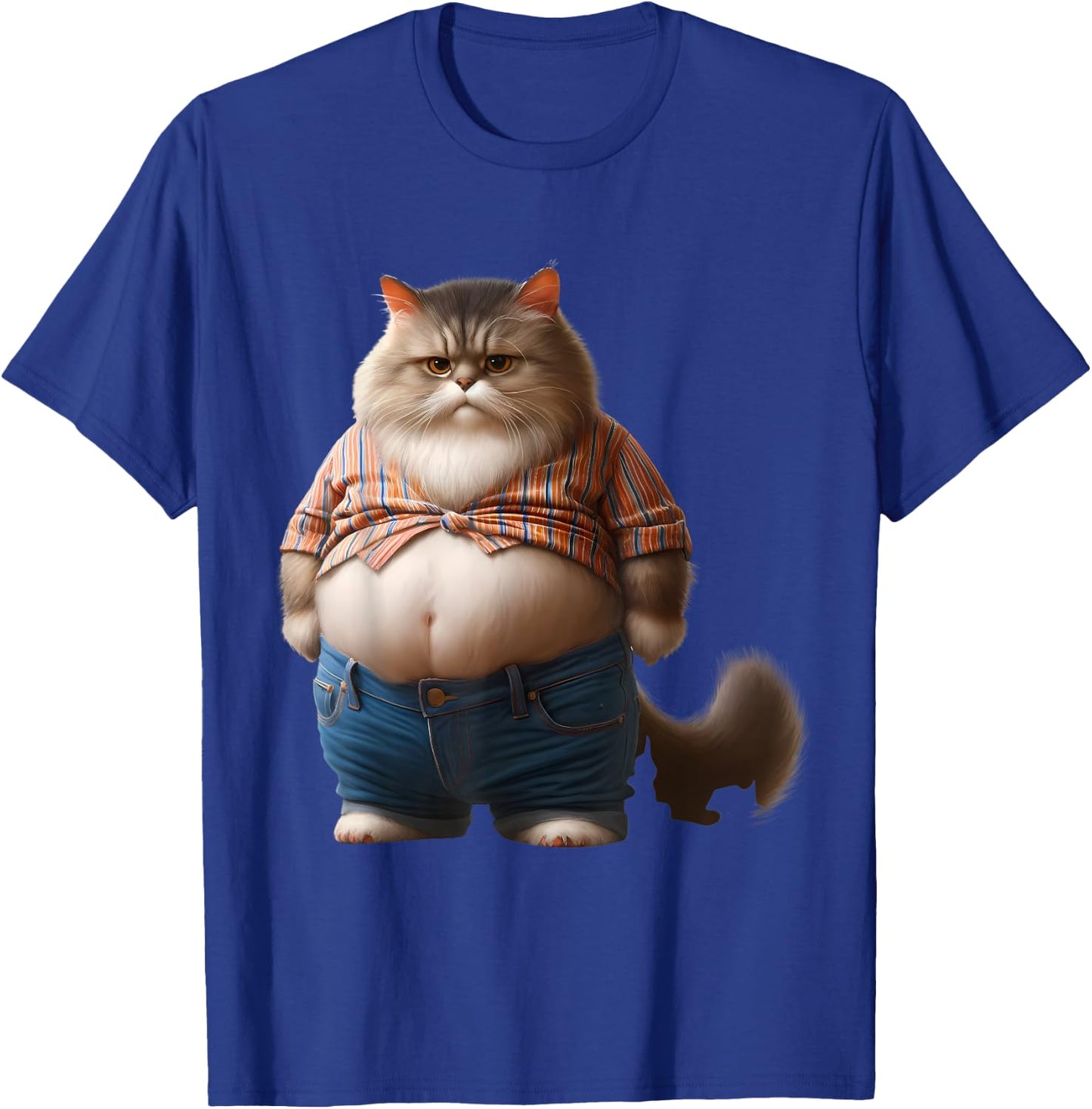Funny Fat Cat Graphic Fat Kitten Design Chubby Cat Lover Men Women Girls Kids T-Shirt - T-Shirt | Royal