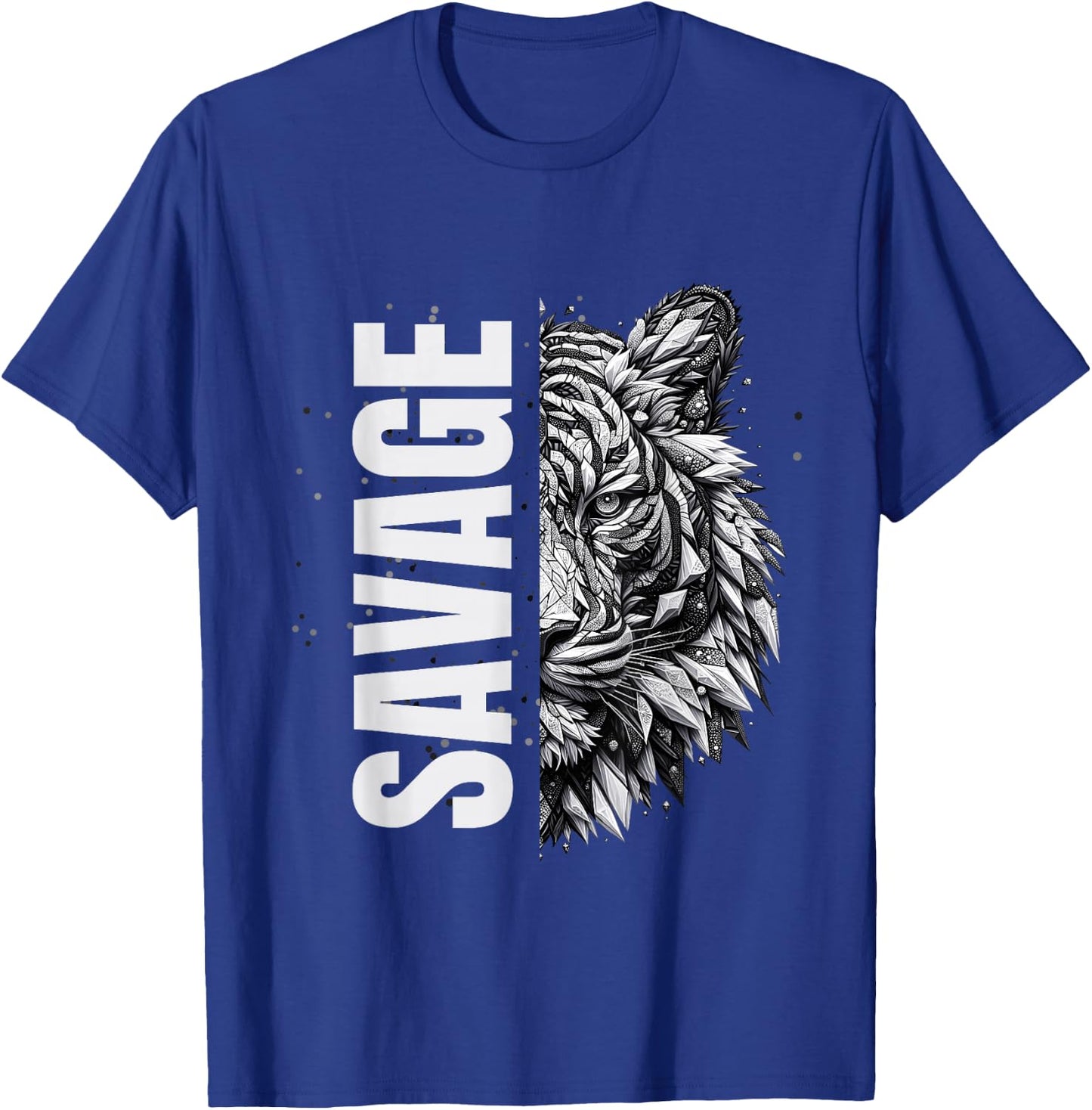 Savage Tiger | Wild Animal Playful Graphic Print T-Shirt - T-Shirt | Royal