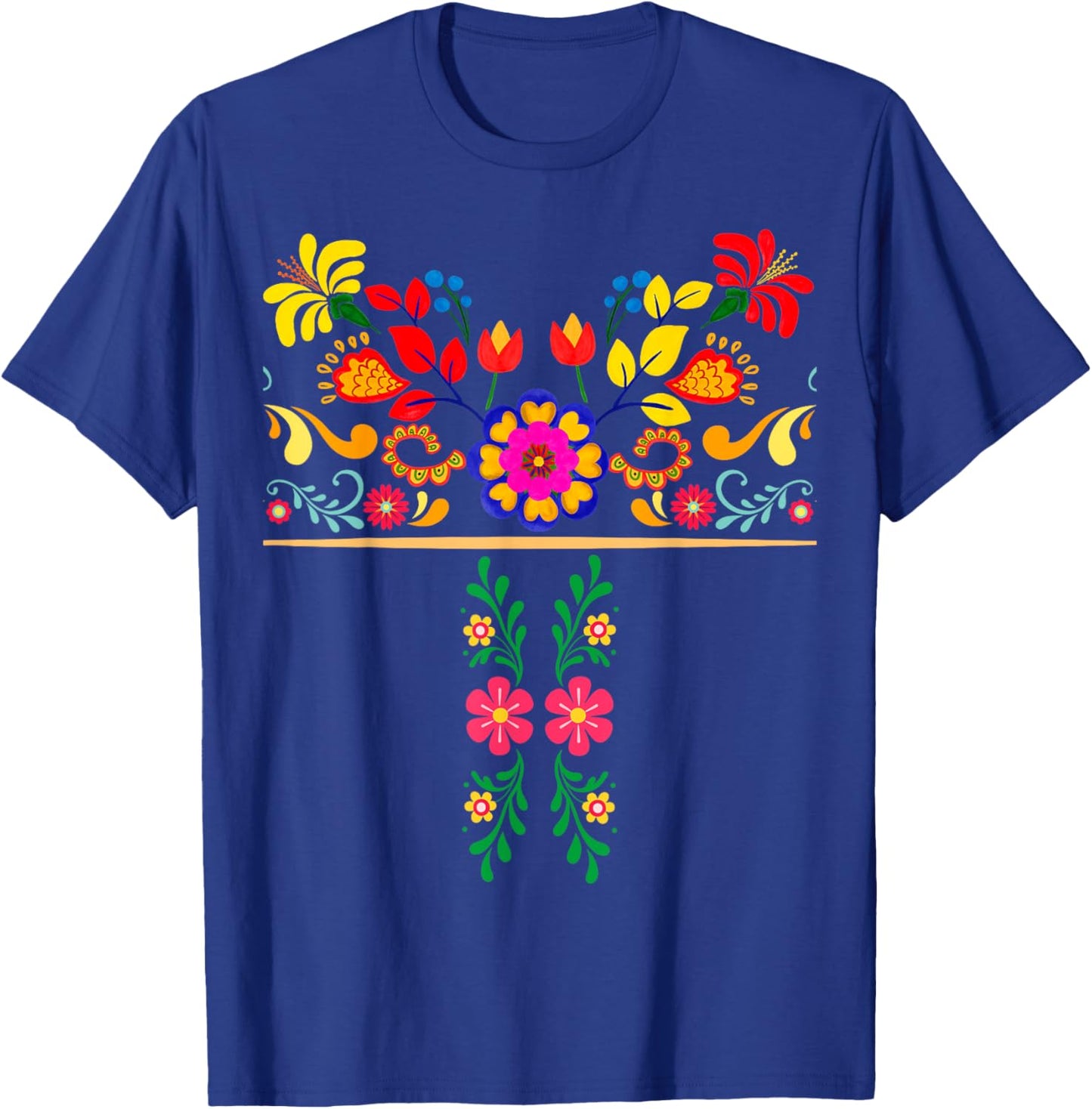 Traditional Mexican Flowers - Spanish Latina Mexican Pride T-Shirt - T-Shirt | Royal