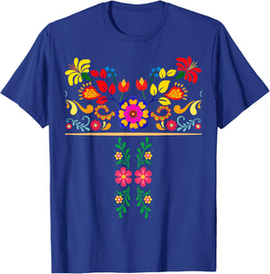 Traditional Mexican Flowers - Spanish Latina Mexican Pride T-Shirt - T-Shirt | Royal