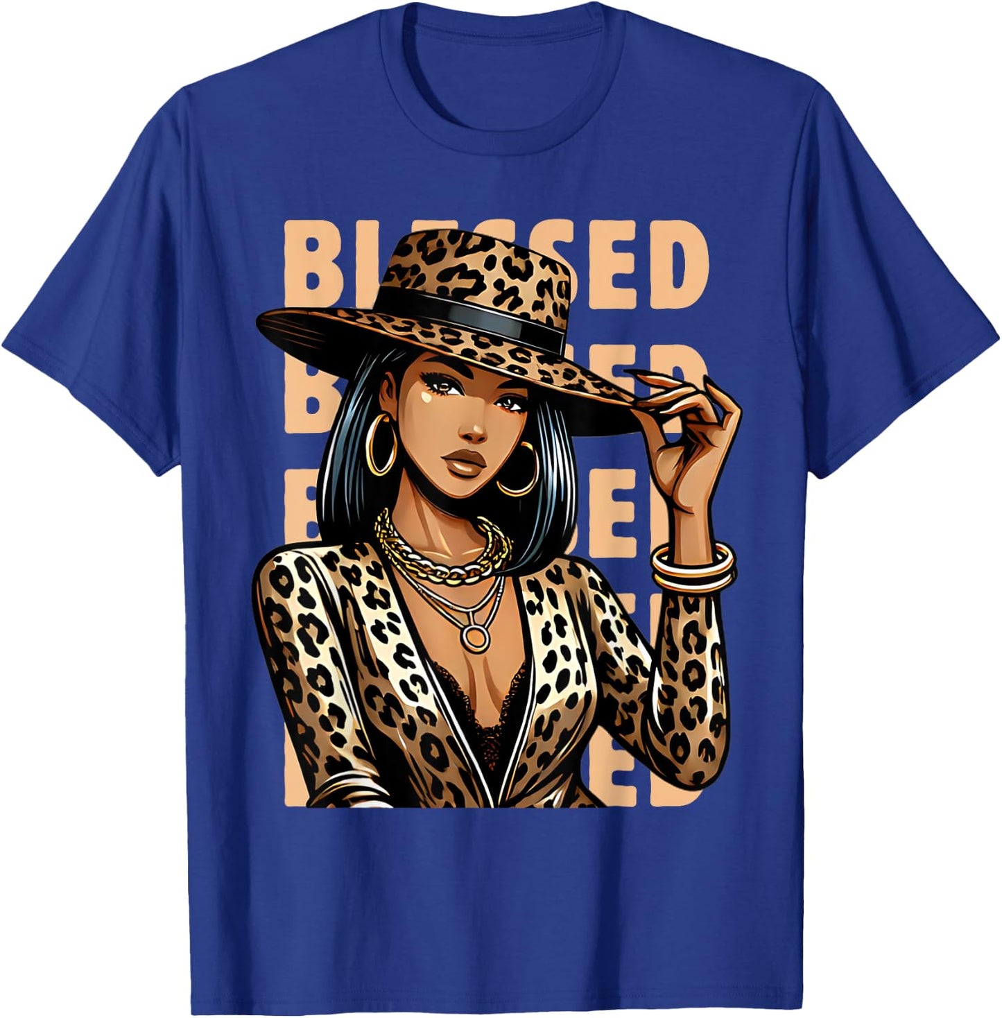 Blessed Black Cowgirl Leopard Western Swag African Christian T-Shirt - T-Shirt | Royal