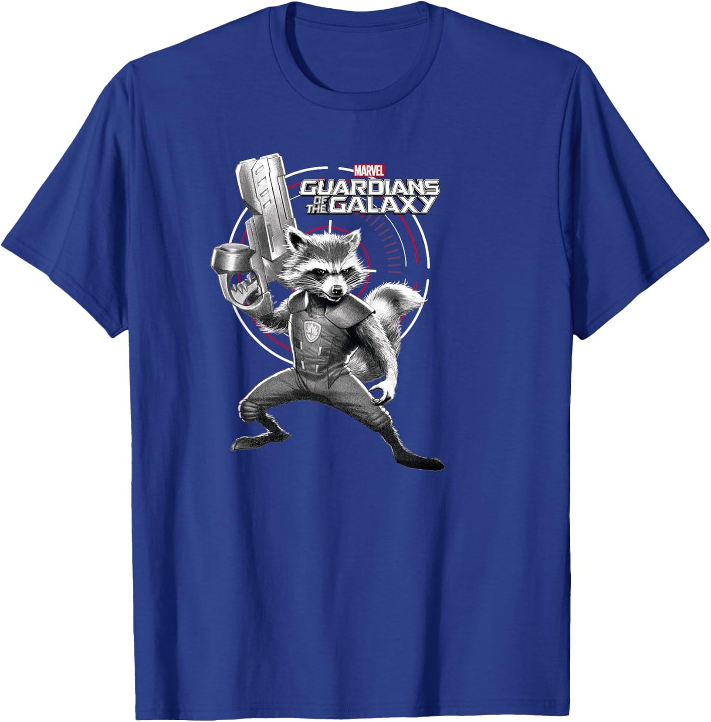 Marvel Guardians of The Galaxy Rocket Raccoon Weapons Poster Small T-Shirt - T-Shirt | Royal