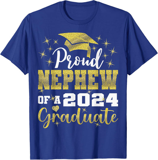 Super Proud Nephew of 2024 Graduate Awesome Family College T-Shirt - T-Shirt | Royal