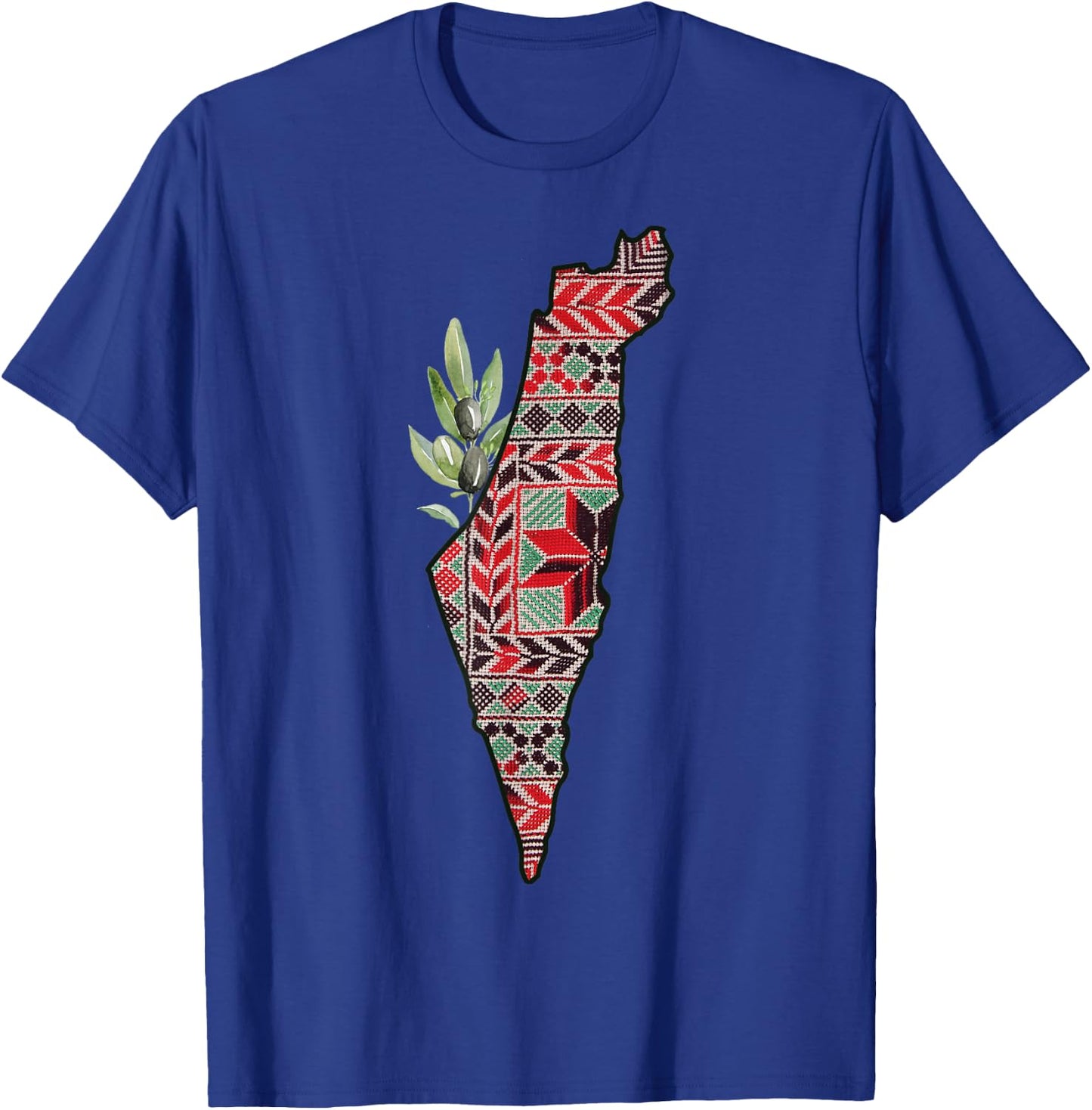 Free Palestine Free Gaza Olives Map Palestinian Pride T-Shirt - T-Shirt | Royal