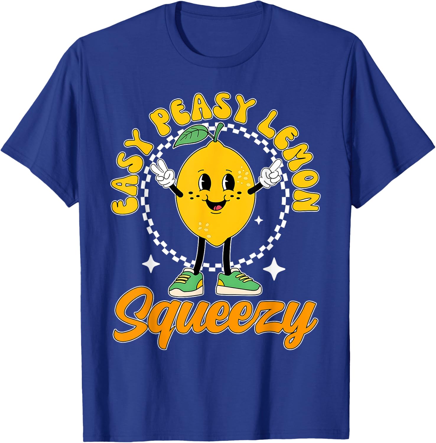 Retro Groovy Easy Peasy Lemon Squeezy Hello Summer Vacation T-Shirt - T-Shirt | Royal