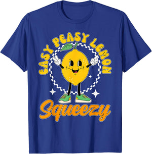 Retro Groovy Easy Peasy Lemon Squeezy Hello Summer Vacation T-Shirt - T-Shirt | Royal